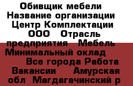 Обивщик мебели › Название организации ­ Центр Комплектации, ООО › Отрасль предприятия ­ Мебель › Минимальный оклад ­ 70 000 - Все города Работа » Вакансии   . Амурская обл.,Магдагачинский р-н